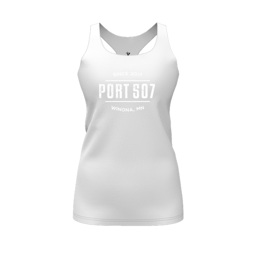 [FT0TRBWH-FYS-LOGO2] Decker Racerback Tank Top (Female Youth S, White, Logo 2)